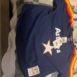 Astros Men's Navy Jersey with Orange Accents